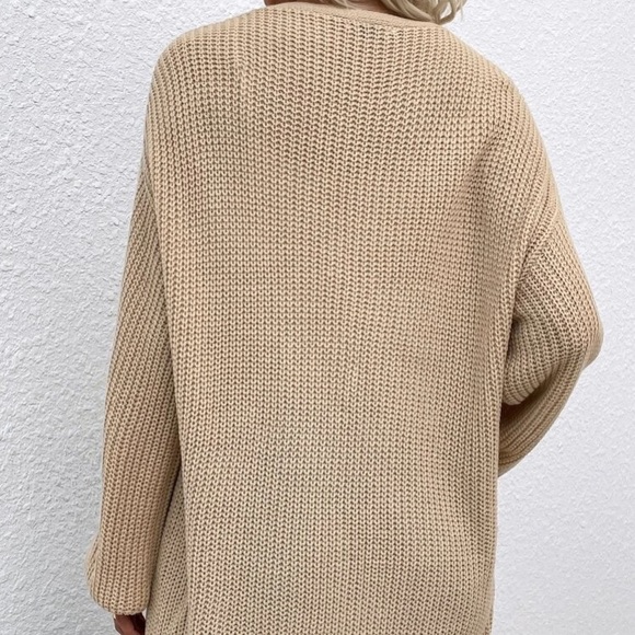 Khaki/Beige Knit Cardigan with Pockets in S and L - Picture 2 of 4